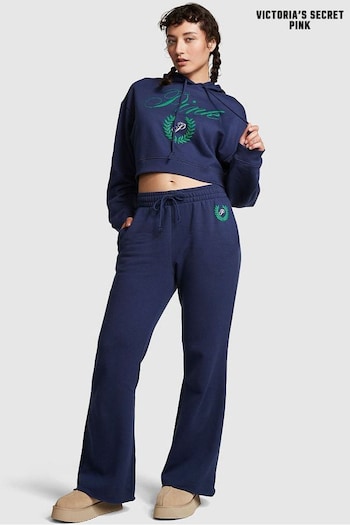 Victoria's Secret PINK Midnight Navy Blue Fleece Wide Leg High Waist Jogger (Q22689) | £46