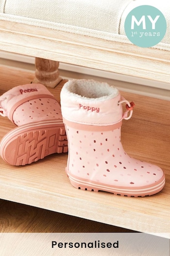 Personalised Pink Spot Rubber Wellies by My 1st Years (Q22817) | £32