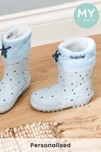 Personalised Blue Spot Rubber Wellies by My 1st Years (Q22820) | £32