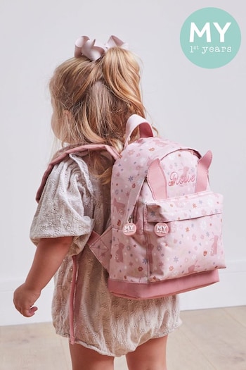 Personalised Pink Bunny Mini Backpack with Ears by My 1st Years (Q22823) | £30