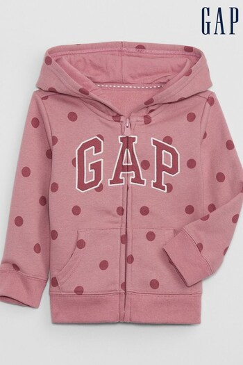 Gap Pink Logo Print Zip Up Long Sleeve Hoodie (Q23004) | £24