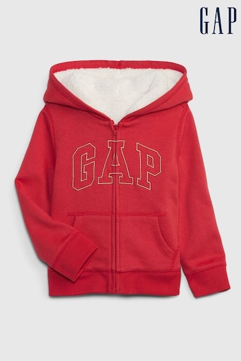 Gap Red Logo Sherpa Zip Up Hoodie (12mths-5yrs) (Q23068) | £30