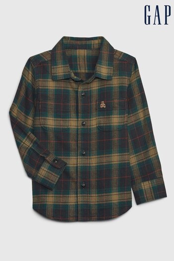 Gap Green Organic Cotton Flannel Long Sleeve Shirt (Q23070) | £18
