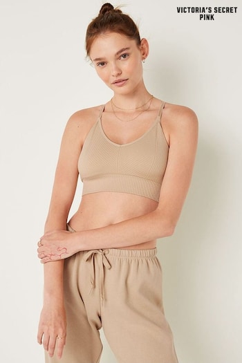Victoria's Secret PINK Light Sand Nude Seamless Lightly Lined Low Impact Sports Bra (Q23087) | £26