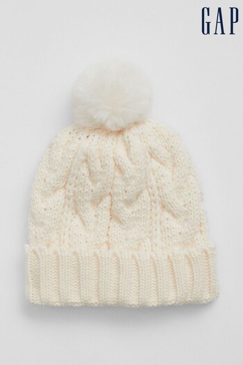 Gap White Cable-Knit Poof Beanie (Q23128) | £12