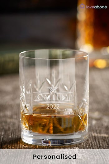 Personalised Star and Name Crystal Whiskey Glass by Loveabode (Q23149) | £23