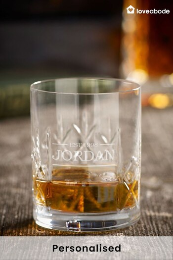 Personalised Name and Date Crystal Whisky Glass by Loveabode (Q23150) | £23