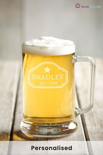 Personalised Name and Date Pint Glass by Loveabode (Q23154) | £20