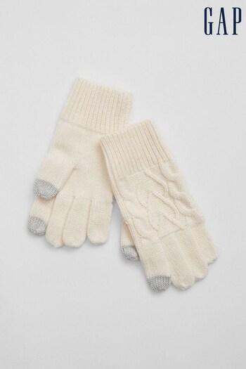 Gap White Cable-Knit Gloves (Q23351) | £12