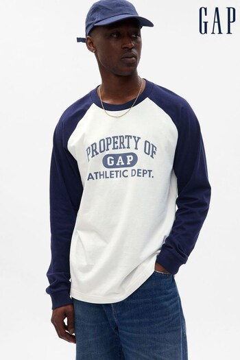 Gap White Athletic Logo Long Sleeve T-Shirt (Q23356) | £25