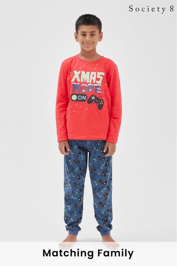 Society 8 Red Game Boys Matching Family Christmas Pyjama Set (Q23386) | £20