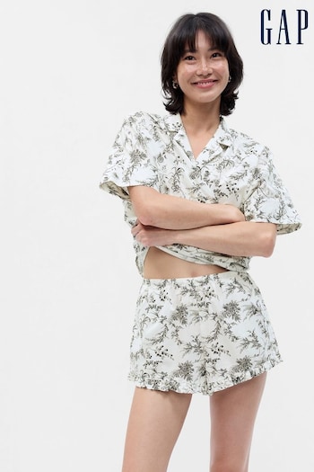 Gap White Poplin Ruffled Pyjama Shorts (Q23420) | £25