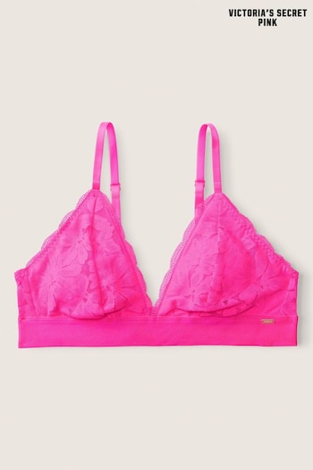 Victoria's Secret PINK Atomic Pink Regular Cup Lace Unlined Triangle Bralette (Q23589) | £26