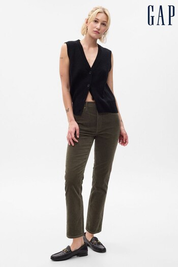 Gap Green High Rise Corduroy Vintage Slim Trousers with Washwell (Q23600) | £55