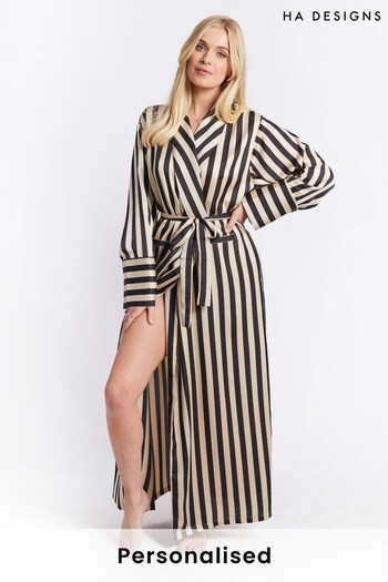 Personalised HA Sleep Luxury Satin Stripe Gown by HA Designs (Q23613) | £60