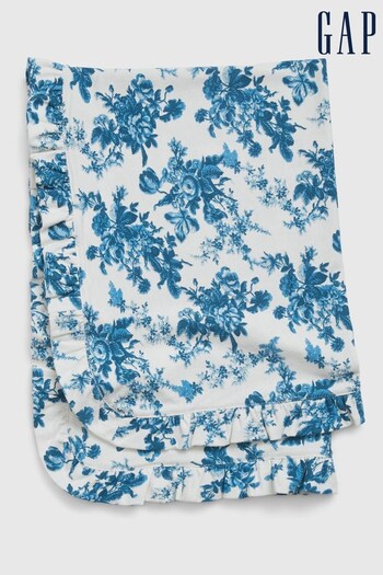 Gap Blue LoveShackFancy Organic Cotton Floral Baby Blanket (Q23628) | £35