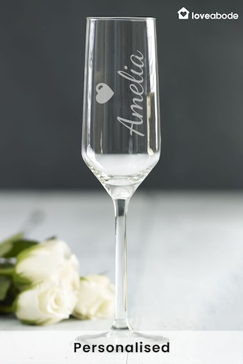Personalised Single Champagne Glass by Loveabode (Q23736) | £15