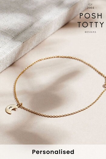 Personalised Crescent Moon Bracelet by Posh Totty (Q23876) | £37