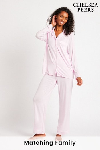 Chelsea Peers Pink Button Up Long Pyjama Set (Q23924) | £48