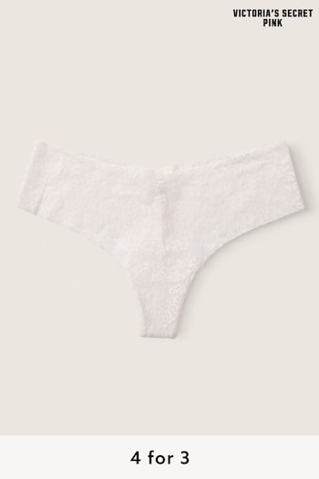 Victoria's Secret PINK Coconut White Thong Lace No Show Knickers (Q24515) | £9