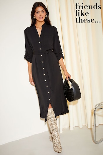 Free Gift - Moroccanoil Black Button Through Shirt Midi Dress (Q24616) | £48