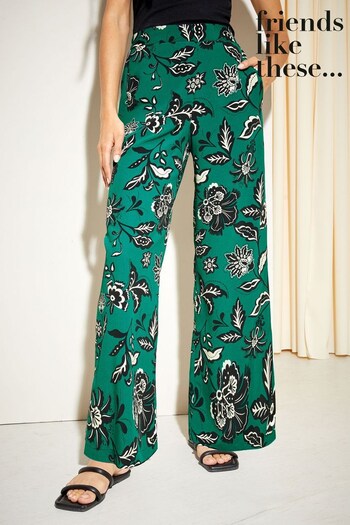 Friends Like These Green Wide Leg Pull On Trousers (Q24633) | £32