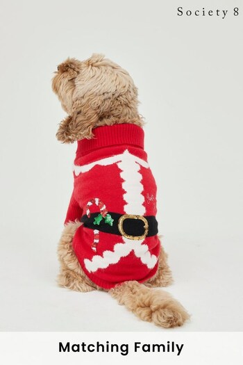 Society 8 Red Santa Christmas Jumper - Dog (Q24744) | £18