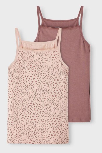 Name It Pink Organic Cotton 2 Pack Strappy Vests (Q24791) | £10