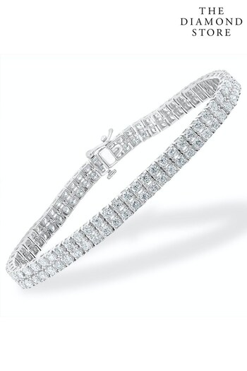 The Diamond Store White Gold Double Row Lab Diamond Tennis Bracelet 6.20ct in 9K (Q24920) | £2,995