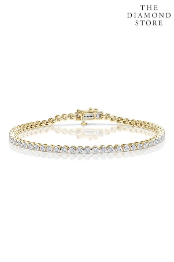 The Diamond Store Yellow Gold 1ct Lab Diamond Tennis Bracelet Rub Over Style in 9K (Q24922) | £739
