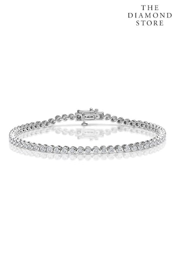 The Diamond Store White Gold 1ct Lab Diamond Tennis Bracelet Rub Over Style in 9K (Q24923) | £739