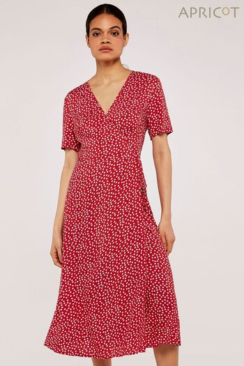 Apricot Red Daisy Dot Wrap Dress (Q25156) | £34