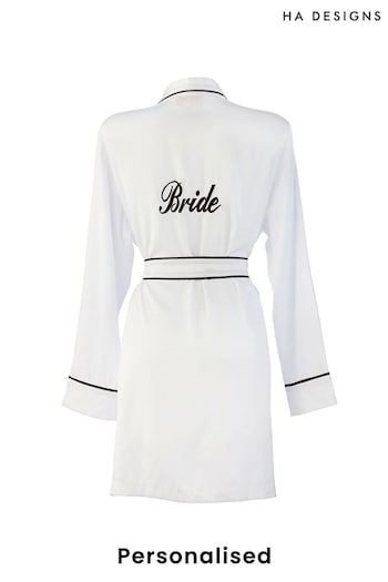 Personalised Bridal Satin Dressing Gown by HA Designs (Q25187) | £55