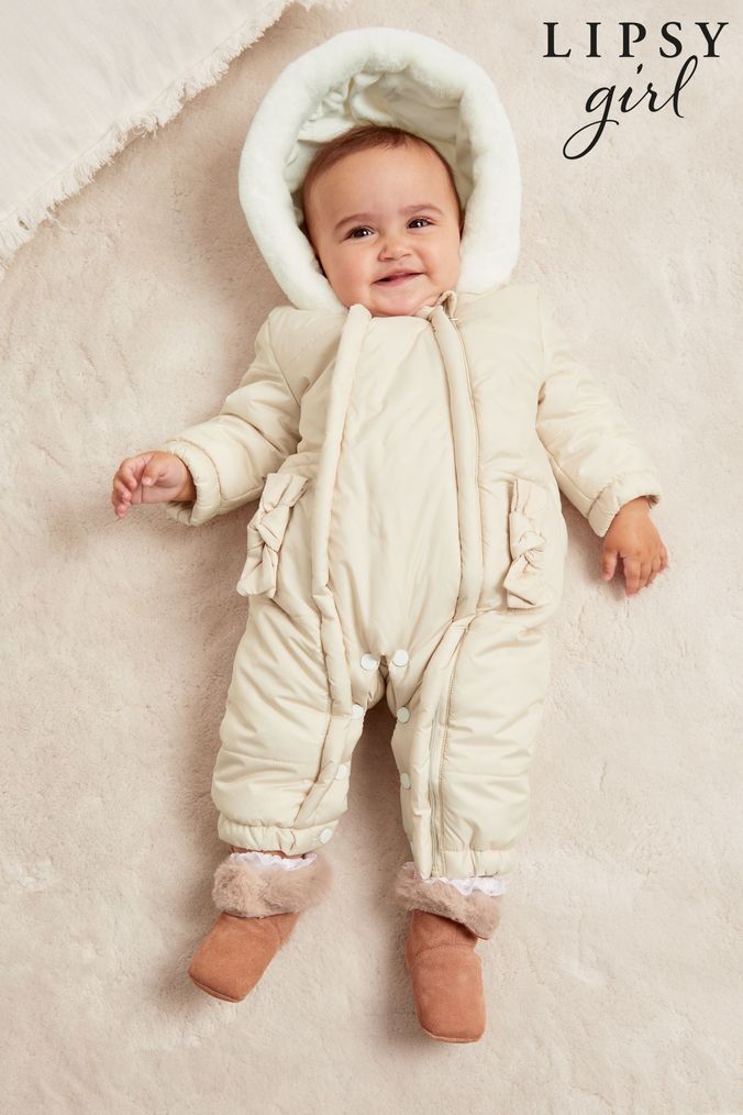 Baby girl fluffy snowsuit on sale