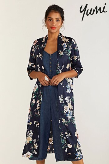 Yumi Navy Blue Floral Cover Up (Q25389) | £35