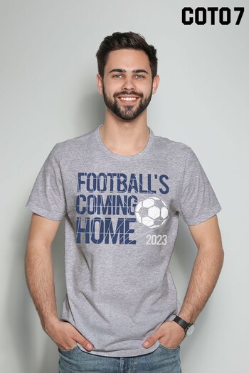 Coto7 Heather Grey Football's Coming Home Back Of The Net 2023 Men's T-Shirt (Q25741) | £21