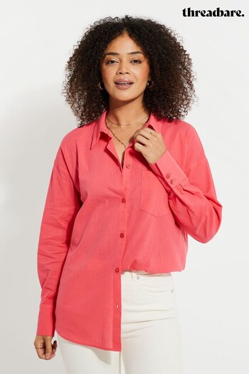 Threadbare Pink Cotton Longline Shirt (Q26079) | £26