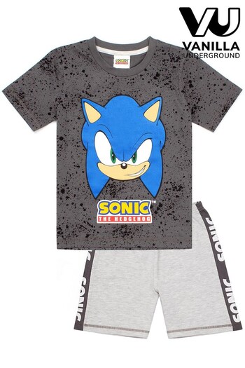 Vanilla Underground Grey Sonic Licensing Boys Short Gaming Pyjamas (Q26122) | £16