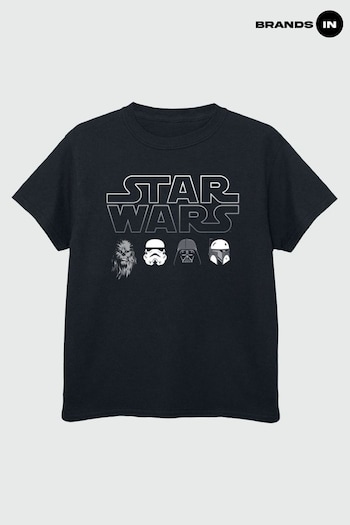 continues In Black Star Wars Character Heads Boys Black T-Shirt by continues In (Q26199) | £18