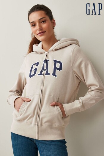 Gap Cream and Navy Blue Logo Zip Up Sherpa Lined Hoodie (Q26436) | £45