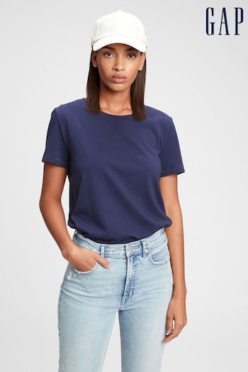 Gap Navy Blue Organic Cotton Vintage Short Sleeve Crew Neck T-Shirt (Q26513) | £18
