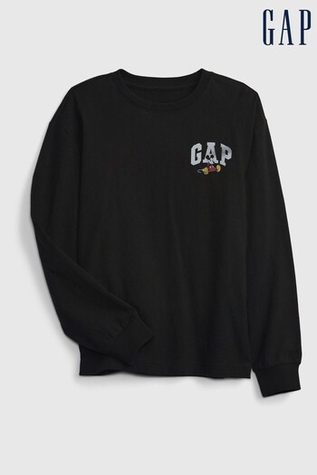 Gap Black Graphic Disney Mickey Mouse Long Sleeve T-Shirt (Q26541) | £24