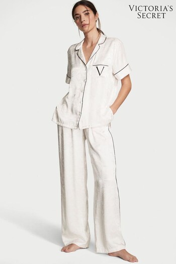 Victoria's Secret Coconut White Lemons Satin Long Pyjamas (Q26784) | £69