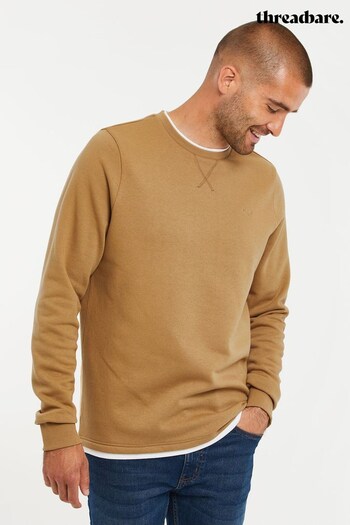 Threadbare Camel Brown Crew Neck Sweatshirt With Mock T-Shirt (Q26869) | £20