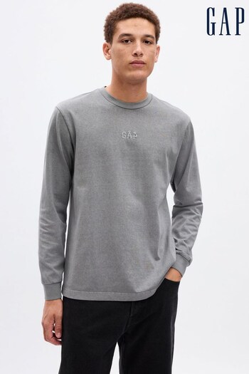 Gap Grey Logo Crew Neck Long Sleeve T-Shirt (Q27049) | £30