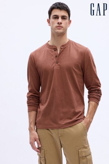 Gap Brown Everyday Soft Henley Long Sleeve T-Shirt (Q27079) | £18