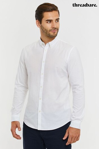 Threadbare White Long Sleeve Cotton Rich Shirt (Q27331) | £24