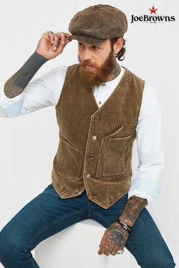 Joe Browns Brown Cord Workwear Style Waistcoat (Q27501) | £55