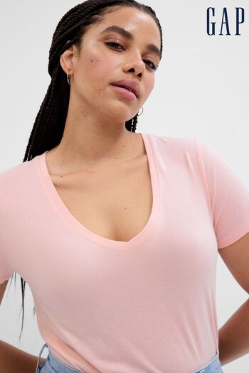 Gap Pink Soft V-Neck Short Sleeve T-Shirt (Q27547) | £10
