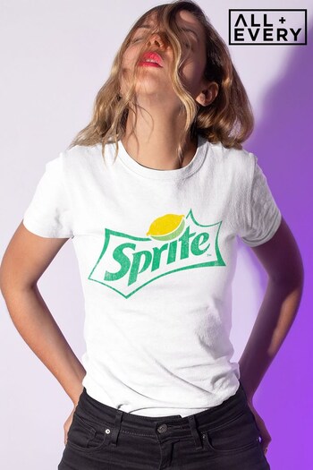 All + Every White Sprite Distressed Logo Women's T-Shirt (Q27641) | £21